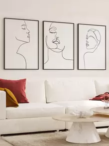 3pcs Abstract Figure Graphic Unframed Painting - Black and White - View 6