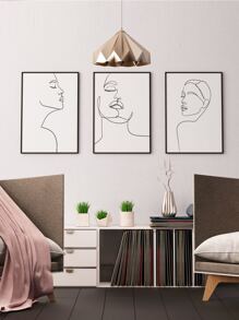 3pcs Abstract Figure Graphic Unframed Painting - Black and White - View 7