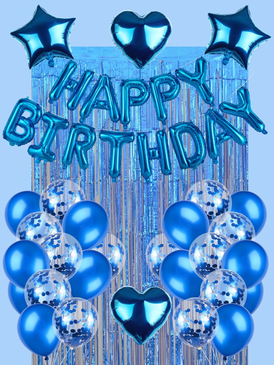 30pcs Star & Letter Design Balloon Set - Silver - View 1