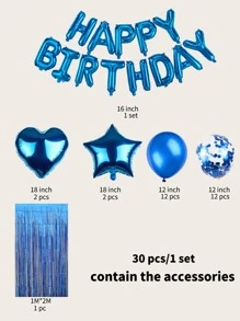 30pcs Star & Letter Design Balloon Set - Silver - View 3