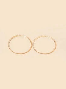 水鑽裝飾圓耳環 - 金黃色 - 查看 3