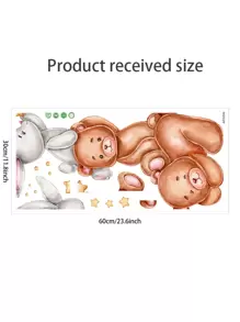 1入組熊和兔子印花牆貼卡通PVC動物印花牆貼花適用於家居裝飾 - 彩色 - 查看 4