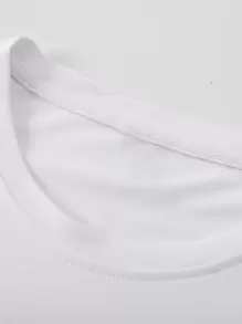 Manfinity Homme Men Letter Graphic Casual Short Sleeve Tee, Boyfriend Gift, For Work, Men White Tshirt, Fashion Designer Tshirts For Men, Men Slogan Graphic Tee, Printed Tshirt Men - White - View 3