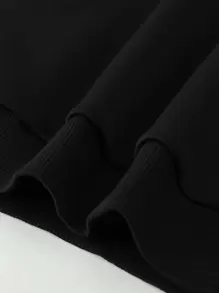 Manfinity LEGND Men 1pc Letter Graphic Kangaroo Pocket Drawstring Oversize Hoodie - Black - View 3