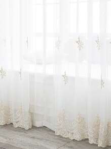 1pc White Diamond Shaped Embroidered Window Screen. Simple European-Style Square Sheer Curtain Made Of Polyester Fiber Material, Perfect For Decorating Windows And Doors In Living Room And Bedroom - White - View 6