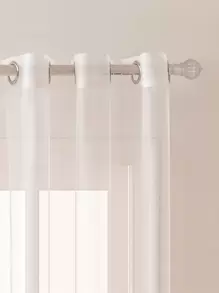 1pc White Diamond Shaped Embroidered Window Screen. Simple European-Style Square Sheer Curtain Made Of Polyester Fiber Material, Perfect For Decorating Windows And Doors In Living Room And Bedroom - White - View 5