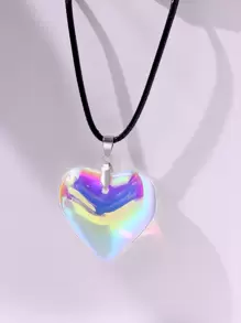 Heart Charm Necklace - Multicolor - View 1