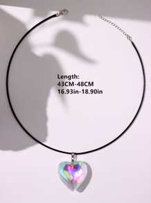 Heart Charm Necklace - Multicolor - View 4