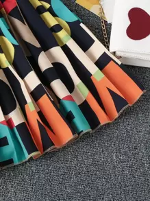 女孩字母圖案百褶半身裙