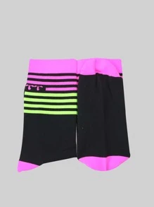 Sports Outdoor 1pair Striped Pattern Sports Crew Socks - Multicolor - View 5