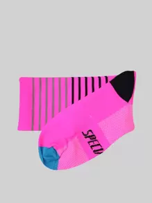 Sports Outdoor 1pair Striped & Letter Graphic Sports Crew Socks - Multicolor - View 2
