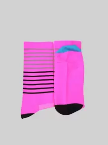 Sports Outdoor 1pair Striped & Letter Graphic Sports Crew Socks - Multicolor - View 3