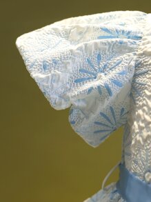 SHEIN 小女童印花彼得潘領泡泡袖繫腰帶洋裝