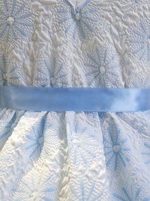 SHEIN 小女童印花彼得潘領泡泡袖繫腰帶洋裝