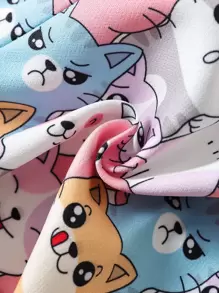 SHEIN 小女童卡通圖案背帶連體短褲 - 彩色 - 查看 3