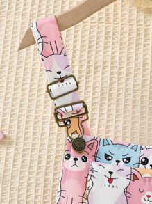 SHEIN 小女童卡通圖案背帶連體短褲 - 彩色 - 查看 4