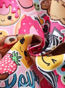 SHEIN 小女童卡通圖案荷葉邊吊帶洋裝 - 彩色 - 查看 6