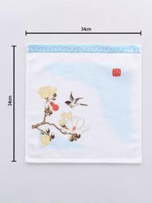 TUQIANG 1入組鳥和花卉圖案洗臉巾 - 彩色 - 查看 8