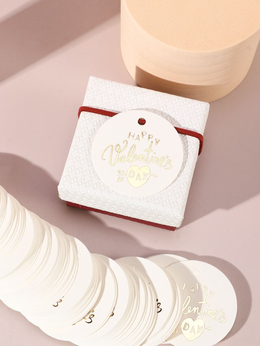 100pcs Valentine's Day Slogan Graphic Gift Wrapping Tag - Multicolor - View 1