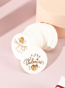 100pcs Valentine's Day Slogan Graphic Gift Wrapping Tag - Multicolor - View 2