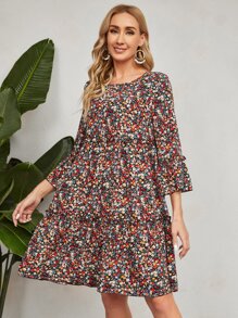EMERY ROSE Đầm viền lá sen Viên lá sen Họa tiết hoa Boho - Nhiều màu - Xem 3