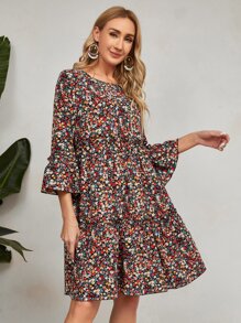 EMERY ROSE Đầm viền lá sen Viên lá sen Họa tiết hoa Boho - Nhiều màu - Xem 4