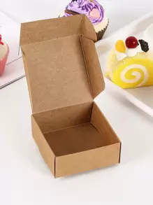 10pcs Plain Gift Box, Paper Gift Wrapping Box For Party - Khaki - View 1