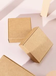 10pcs Plain Gift Box, Paper Gift Wrapping Box For Party - Khaki - View 2