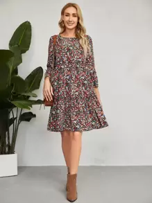 EMERY ROSE Đầm viền lá sen Viên lá sen Họa tiết hoa Boho - Nhiều màu - Xem 5