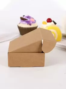 10pcs Plain Gift Box, Paper Gift Wrapping Box For Party - Khaki - View 4