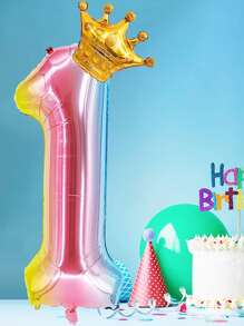 2 件 32 英寸数字和皇冠渐变色派对气球装饰，返校情人节 - 彩色 - 查看 5