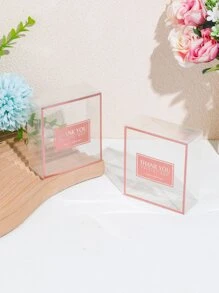 2pcs Slogan Graphic Clear Gift Box - Clear - View 3