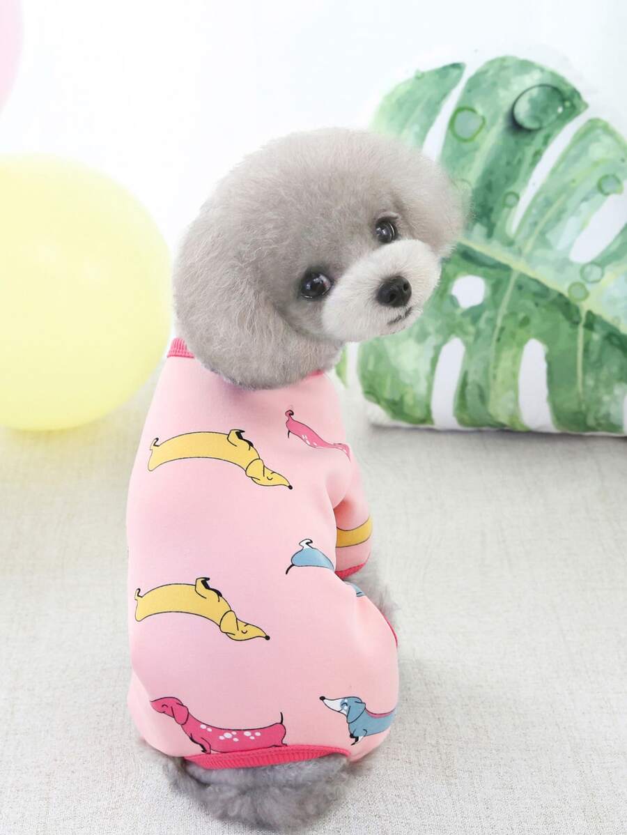 1pc Cartoon Dog Pattern Pet Pajama - Pink - View 1