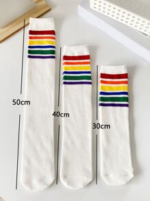 2雙小女童彩虹條紋圖案高筒襪 - 彩色 - 查看 3