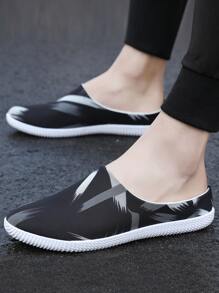 Hombres Zapatillas deportivas mules con patrón de dibujo - Negro - Ver 1