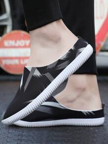 Hombres Zapatillas deportivas mules con patrón de dibujo - Negro - Ver 3