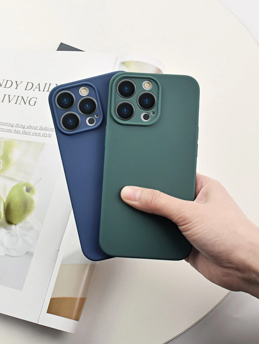 2pcs Blue And Dark Green Protective Case Compatible With Apple Phones - Multicolor - View 1