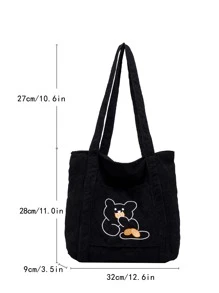 Cartoon Graphic Shopper Bag School Bag For Graduate, Teen Girls, Freshman, Sophomore, Junior & Senior In College, University & High School, Perfect For Outdoors ,Travel & Back To School - Black - View 3
