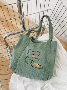 Cartoon Graphic Shopper Bag School Bag For Graduate, Teen Girls, Freshman, Sophomore, Junior & Senior In College, University & High School, Perfect For Outdoors ,Travel & Back To School - Green - View 1