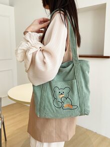 Cartoon Graphic Shopper Bag School Bag For Graduate, Teen Girls, Freshman, Sophomore, Junior & Senior In College, University & High School, Perfect For Outdoors ,Travel & Back To School - Green - View 2