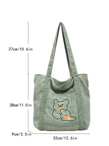 Cartoon Graphic Shopper Bag School Bag For Graduate, Teen Girls, Freshman, Sophomore, Junior & Senior In College, University & High School, Perfect For Outdoors ,Travel & Back To School - Green - View 3