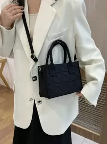 Túi đeo chéo Nữ màu trơn Có thể điều chỉnh được Đôi tay cầm Đúng mốt - màu đen - Xem 2