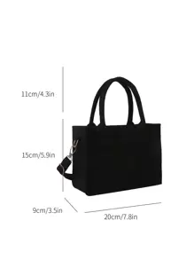 Túi đeo chéo Nữ màu trơn Có thể điều chỉnh được Đôi tay cầm Đúng mốt - màu đen - Xem 3