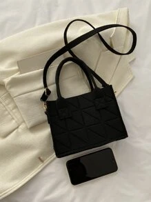 Túi đeo chéo Nữ màu trơn Có thể điều chỉnh được Đôi tay cầm Đúng mốt - màu đen - Xem 5