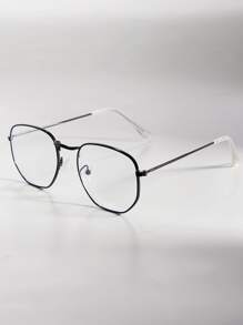 1 件男士金属方形眼镜 - 黑色 - 查看 2