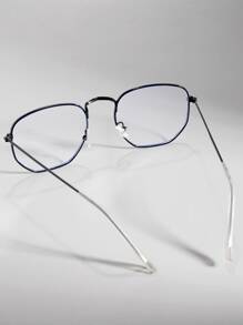 1 件男士金属方形眼镜 - 黑色 - 查看 3