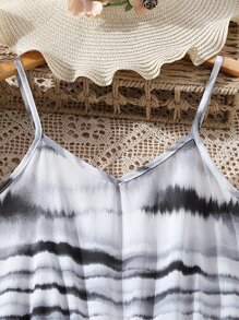 青少年女孩紮染吊帶連體短褲