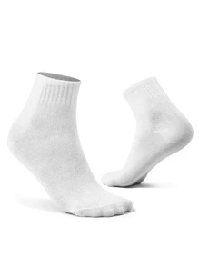 1pair Solid Anti-odor Sports Socks - White - View 1