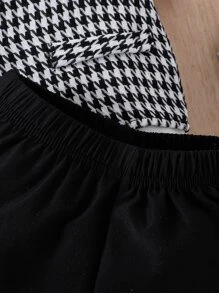 Baby Boy Houndstooth Print Vest Jacket & Bow Front Shirt & Shorts - Black and White - View 7