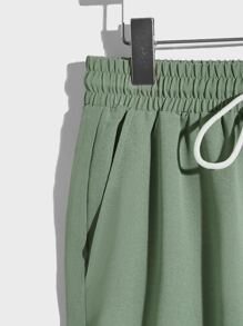 Manfinity Men Letter Patched Shirt & Shorts Without Tee - Mint Green - View 4